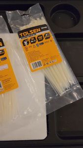 Tolsen 100pcs White Nylon Cable Tie Dupont PA66 (2.5 to 7.6mm | 100mm to 450mm) Zip Tie