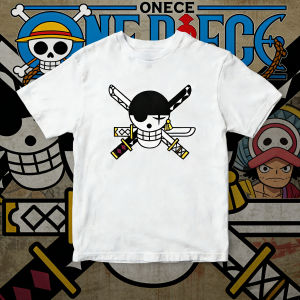 Bandai | 2026 Summer One Piece Roronoa Zoro Skull Print Cotton T-Shirt Vintage Casual Sport Harajuku Top for Anime Fans Adults Kids Y2k