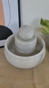 ชุดหินหมุนสีขาว 20cm ผลิตจากหินอ่อนแท้เสริมมงคลฮวงจุ้ย