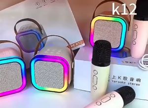 Mini Karaoke Set Speaker Bluetooth K12 LED Karaoke Super BASS Mic Microphone Wireless