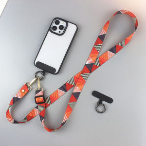 Canvas Pattern Crossbody Phone Lanyard Classy Metal Hanging Buckle Mobile Phone Strap Halterneck Anti-Lost Fixed Clip Mobile Phone Charm Female