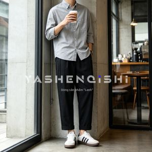 YASHENQISHI | Quần Linen Phong Cách Elegent Cho Nam Mỏng Rộng Form Dài