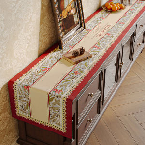 Thickened Cotton Linen Waterproof American Country Style TV Cabinet Table Flag Long Strip Shoe Cabinet Cover Cloth Home High End Fabric Decoration