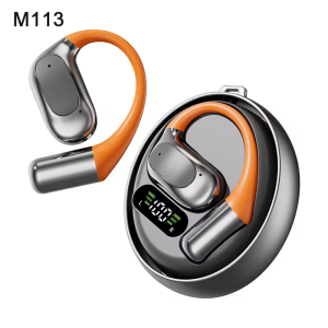 Wireless Bluetooth Headset New M113 AI Translator Earbuds Real Time Language Translation Earhook Rotatable Earphones Headphones For Travel Business And Learning Sports Stereo HiFi Bass TWS Music Earbuds