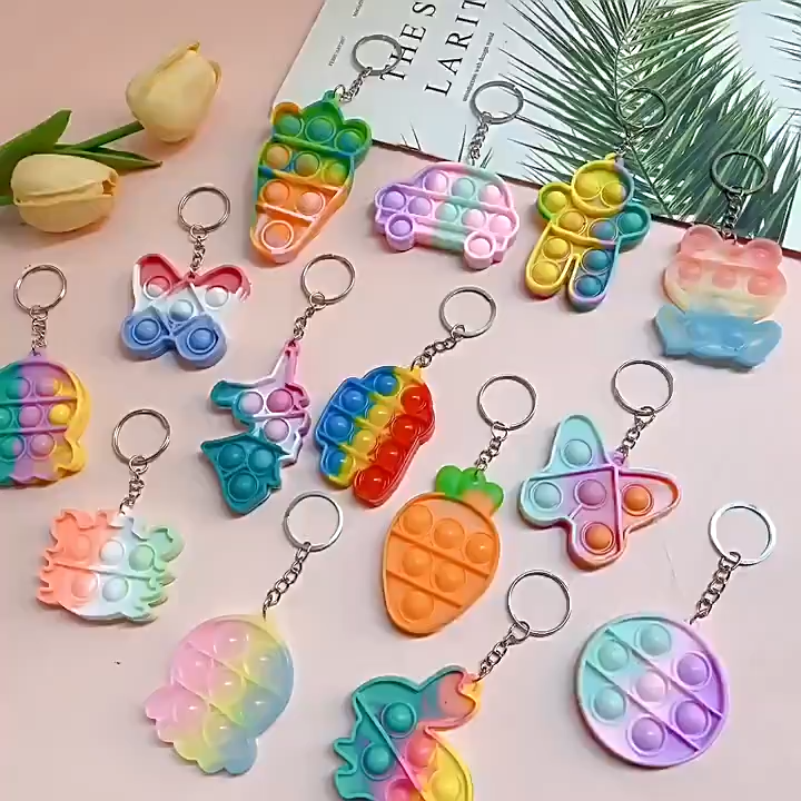 [SG Stock]Creative Fidget Pop It Keychain Stress Relief Birthday Gift Goodie Bag
