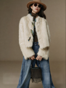 SUSHE | Loose Velvet Luxury Dip-dyed Double-color Imitation Fox Fur Mid-length Coat