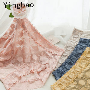 Yingbao กางเกงในเอวสูงสำหรับผู้หญิงกางเกงในเซ็กซี่บางเสื้อชั้นในไร้ตะเข็บลายลูกไม้ซีทรูซีทรูชุดนอนสตรีใหญ่ระบายอากาศได้ดีมีไซส์ใหญ่