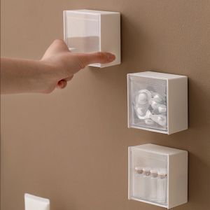 Kotak Penyimpanan Kapas/Tempat Penyimpanan Benda Kecil Model Tempel Dinding Serbaguna
