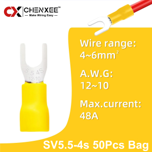 U-Type Fork Spade Wire Connectors Kit Insulated Crimp Terminals 22-10AWG M3 M4 M5 for Automotive Marine Industrial Wiring Repair