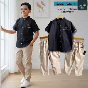 Tabina Setelan Koko Anak Laki Laki Lengan Pendek seri Hafiz Bahan Katun usia 2 hingga 14 tahun