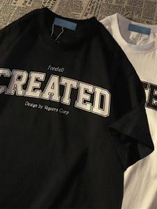 100% Pure Cotton Short Sleeve T-Shirt Mens Casual Summer American Retro Hong Kong Style Half Sleeve Loose Top Body Shirt