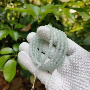 Green Luck Machine 🌱💧 Natural Type A Jadeite Bead Chain | Zi Wei Dou Shu Approved (Sku: bracelet56)