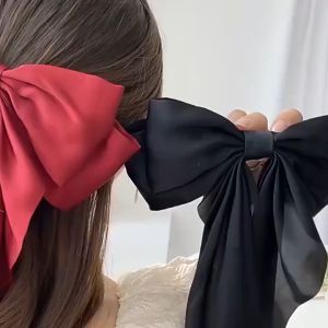 Korean Girl Temperament Hairpin Bow Pearl Ribbon Hairpin Elegant Long Bow Hairpin Large Ribbon Hair Clip