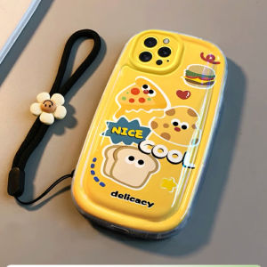 For Casing Hp Realme Narzo 50i 50A Prime Pizza Burger Mencegah Jatuhnya Tali Silikon Full Pack Case Lucu