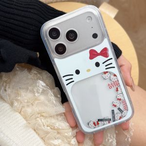 Sanrio | Korea INS Cartoon Quicksand Slider Bow Hello Kitty Case For iphone 17 16 15 14 Pro Max 13 Shockproof Protective Clear Cover