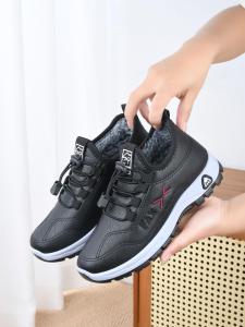 Waterproof Fleece Lined Thick Bottom Mom Boots Winter Casual Shoes Soft Sole Beijing Style Cotton Shoes Anti Slip Rubber Outsole