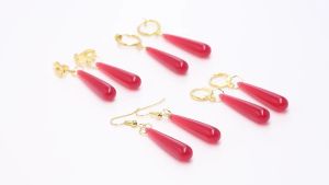 Anime Frieren Beyond Journeys End Frieren Cosplay Earrings Ear Clip Red Teardrop Drop Earrings Costume Props for Woman Men Girl