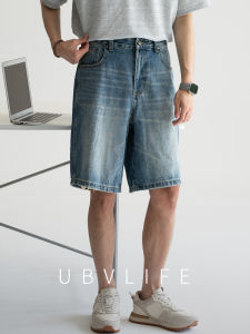 UBV | Soft Washed Blue Denim Casual Shorts Breathable Loose Cool Feel