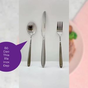 Bộ dao dĩa thìa ăn bít tết ionx 3 món sáng bóng bền đẹp