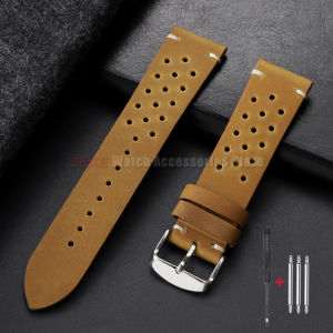 Watchband 18mm 19mm 20mm 21mm 22mm 24mm Handmade Stitching Cowhide Strap for Omega Men Perforated Breathable Wristband for Seiko