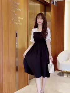 Dress Midi Square Neck Mutiara Lengan Pendek M432
