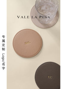 Creative round Waterproof Non-Slip Coaster Accessible Luxury Fancy Leather Absorbent Tea Ceremony Heat Proof Mat Office Customization