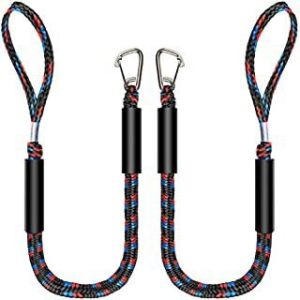 2/1PCS Elastic Bungee Dock Lines Shock Absorbing Rope Stainless Hooks Adjustable for Kayak Canoe Jet Ski Pontoon Boat Marine