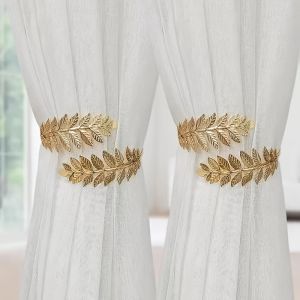 2 metal leaf curtain straps with adjustable decorative curtain rings especially suitable for thin gauze curtains