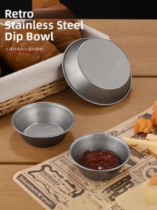 CHUANGGUANJIA | Retro Snow Grey 304 Stainless Steel Sauce Dish