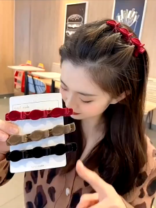 6pcs Korea cute flocking small fish braided hair clips female ins student new year gift Simple velvet hair clip for women side bangs clip forehead hair accessory new 2025 style for tidying up broken hair Easy Use Braided Hairpin Clip Holder Korean For