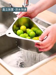 304 Stainless Steel Sink Drain Basket Kitchen Hanging Mesh Dish Vegetable Wash Basin Leftover Kitchen Sink Filter
