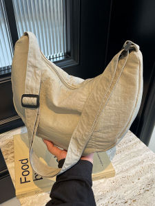 Large Capacity Nylon Dumpling Bag Womens Fashion Spring Summer Single Shoulder Crossbody Bag Joushine Canvas Zipper Closure Pure Color Casual Handbag