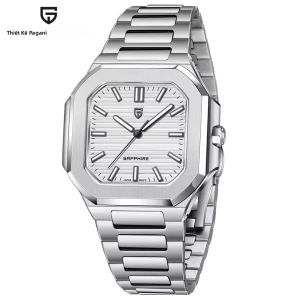 Đồng Hồ Thạch Anh Nam PAGANI DESIGN Sporty Elegance Có Chức Năng Phát Sáng Dây Đeo Bằng Da Pha Lê Sapphire Vỏ Thép Không Gỉ Chống Sốc