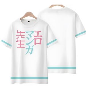 Ero-Manga Teacher Short Sleeve Shoulder Bared Womens T-shirt Milk Silk Sleepwear Casual Youth Summer Fashion Printed Tee