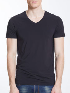 เสื้อยืดคอวีแขนสั้นผ้าโมดอลสำหรับผู้ชาย เสื้อชั้นในกีฬา แขนสั้น แขนครึ่งตัว เสื้อผ้าทำงาน ทรงสลิมฟิต ฤดูร้อน 2024