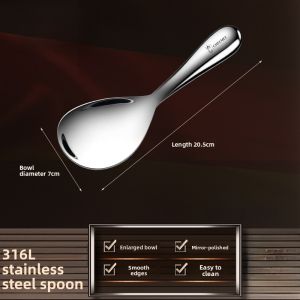 316 Stainless Steel Rice Spoon Non-Stick Rice Serving Spoon Home Use No Scratch Rice Cooker Rice Tining Kitchen Cooking Utensil