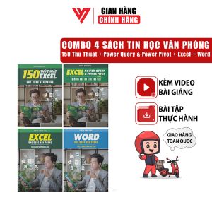Combo 4 Sách Power Query & Power Pivot 150 Thủ Thuật Và Excel Word Từ Cơ Bản Đến Nâng Cao Có Kèm Video Khóa Học Online Miễn Phí + Tặng 101 Phím Tắt + Túi Vải + Nhãn Dán
