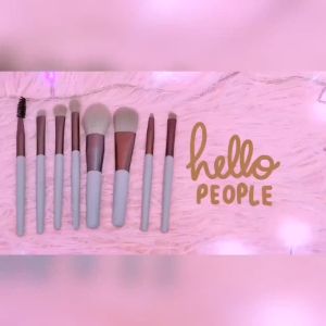 Kuas Set Make Up 8pcs Set Mini Travel Brush Kosmetic Beauty Gratis Pounch - Kuas Makeup 8in1