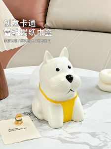 Cartoon Dog Ceramic Tissue Box Living Room Decorative Accessories Schnauzer Napkin Box High Aesthetic Value Pull Tissue Box