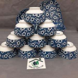 Bộ 5 hoặc 10 chén Hoa Mai gốm sứ cổ Bát Tràng 11.2cm