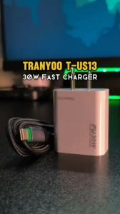 Tranyoo US13 30W Dual Port Fast Charge Set USB Type-C Original IC Intelligent Temperature Control Fast Charging Cable Adapter Set