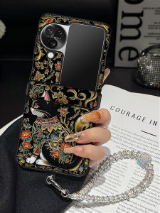 McMac Shell OPPO Find N3 Flip Cat Design Mobile Phone Case Fashionable Womens Handheld Chain Luxury Protection Lightweight
