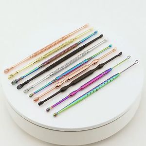 Earpick Wax Removal Curette Remove Anti-slip Ear Pick Spoon Ear Cleaner Tool for Adult 大号金属挖耳勺