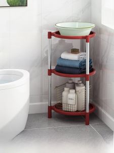 Rustic Vintage Floor-Mounted Bathroom Washstand Rack Simple Modern Metal Construction Sink Stand for Home Bathroom Organization