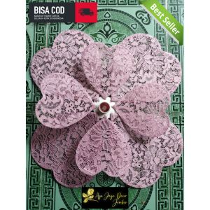 kelopak kap bunga lampu dekorasi love + fitingan jumbo  bahan kain brukat murah cantik dan terlaris diameter 55 cm