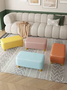 Modern Minimalist Tech Cloth Small Stool Home Use Door Mat Shoe Changing Bench Sofa Footrest Long Narrow Wooden Stool
