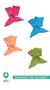 ETC Knitted Mermaid Tail Blanket 90cm x 180cm - color Peach FB-2001A