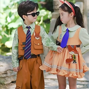 Kids Zootopia 2 JudyBunny &Nick Fox Costume Set Boys Party Cosplay Outfit Shirt performance costume