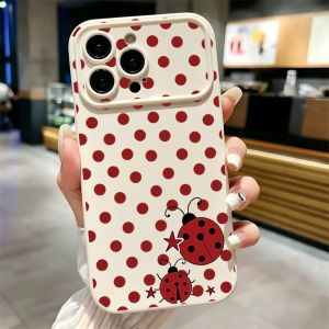Ladybug Red Polka Dot Print Phone Case For iPhone 17 16 15 14 13 12 11 Pro Max Plus Soft Shockproof TPU Cover