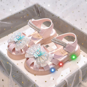 KUOBURENSHENG | Glowing Cartoon Princess Girl Sandals Soft Bottom
